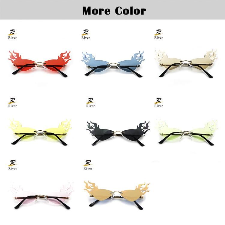 Flame Shaped Custom Logo Ready Frameless Women Sunglasses