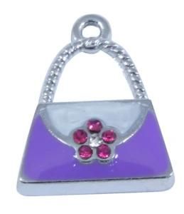 Bling Purple Hand Bag with Crystal Pendant