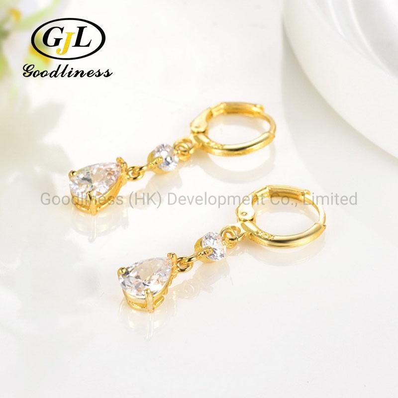 New Fashion Water Drop-Shaped Ear Pendant Pop Zircon Earring