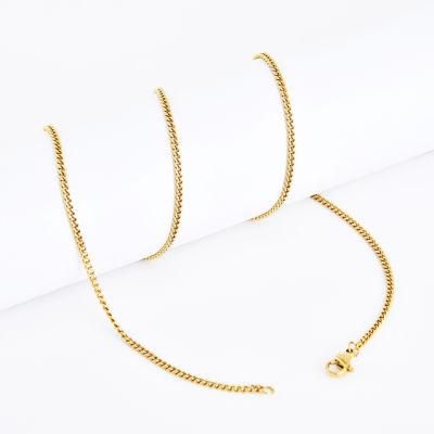 Wholesale Yellow Gold Plated Shiny Cuban Curb Chain Necklace Accessories Fashion Jewelry for Jewellery