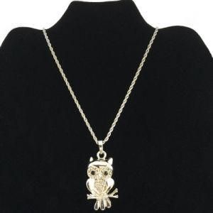 Silver Large Owl Pendant Necklace for Cloth Accessories (FN16040720)