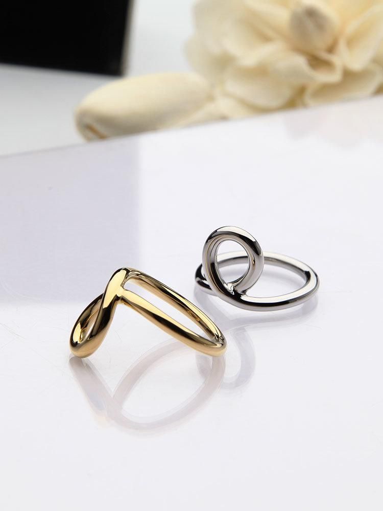 Platinum Plated Brass Copper Double Circle Ring