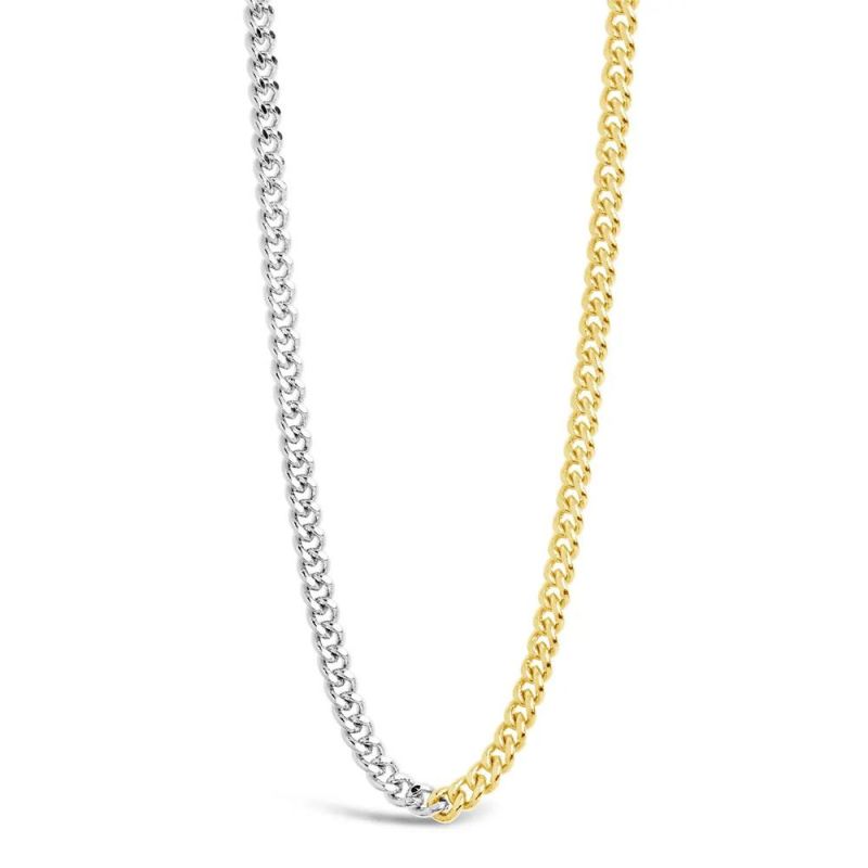 Factory Wholesale Fashion Jewelry Ins Simple Fashion Temperament Versatile Stainless Steel Diamond Splicing Two-Color Necklace