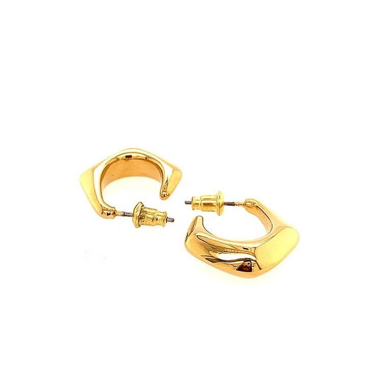 Gold Statement Geometric Huggie Round Earrings
