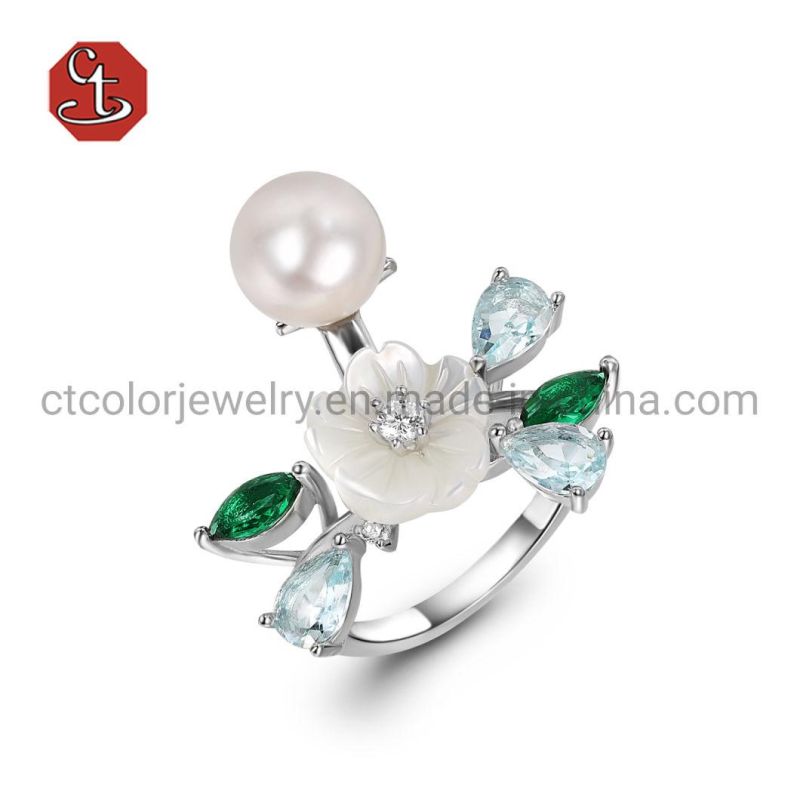 Fashion jewelry Mother of Pearl Shell Enamel Cubic Zirconia Earrings Female jewelry