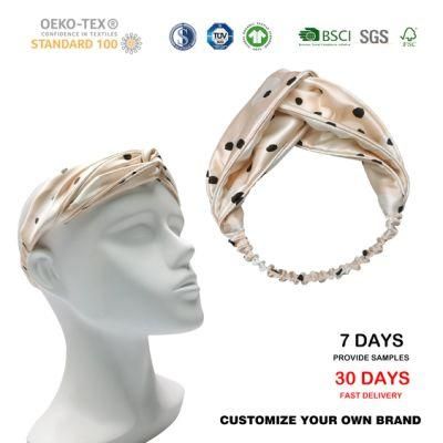 Customized Printing Pattern Accepted Silk Headband for Woman