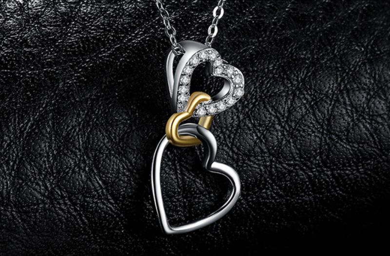 925 Sterling Silver Love Triple Intertwined Heart Pendant Necklace Fashion Jewelry Wholesale