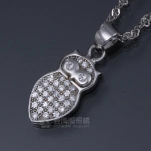 Micro Pave Setting 925 Sterling Silver Owl Pendant