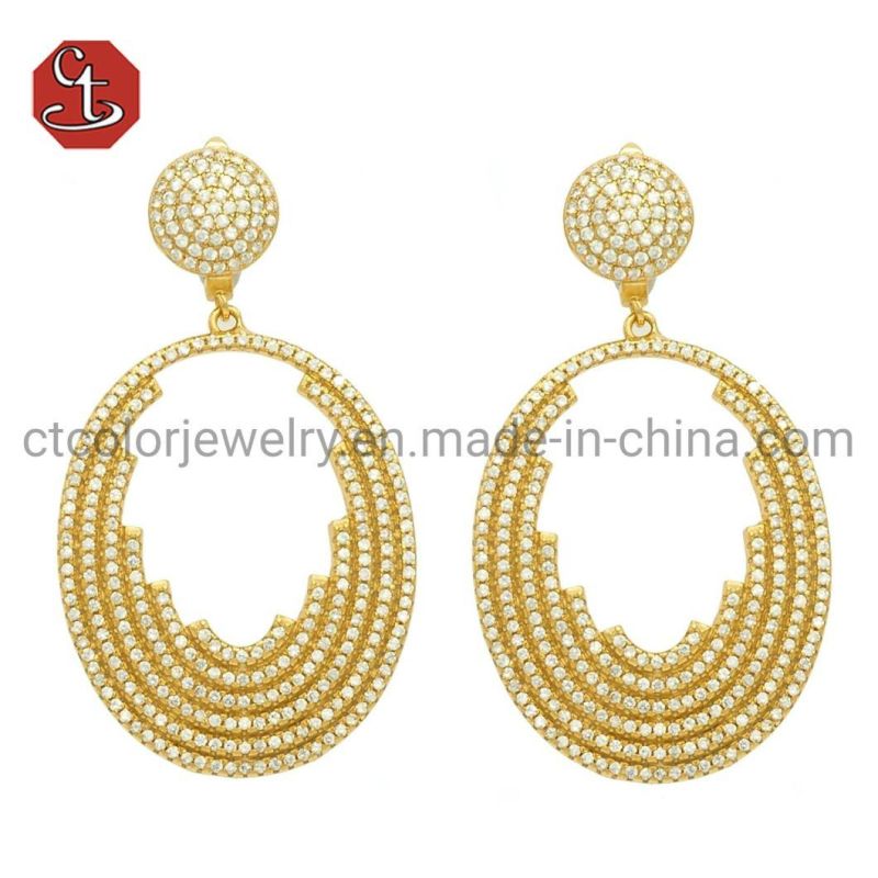 Elegant Silver or Brass Earring Wholesale Cubic Zircon Jewelry