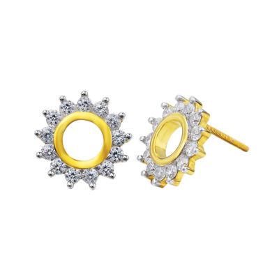 Men Jewelry 925 Plated Hollow Round Flower Hip Hop Earrings