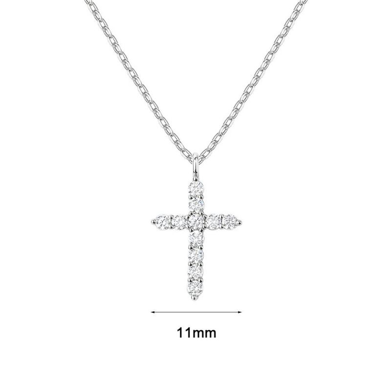 2022 Custom Simple 925 Sterling Silver 3A Cubic Zirconia Jewelry Dainty 18K Gold Plated Chain Cross Pendant Necklaces for Women