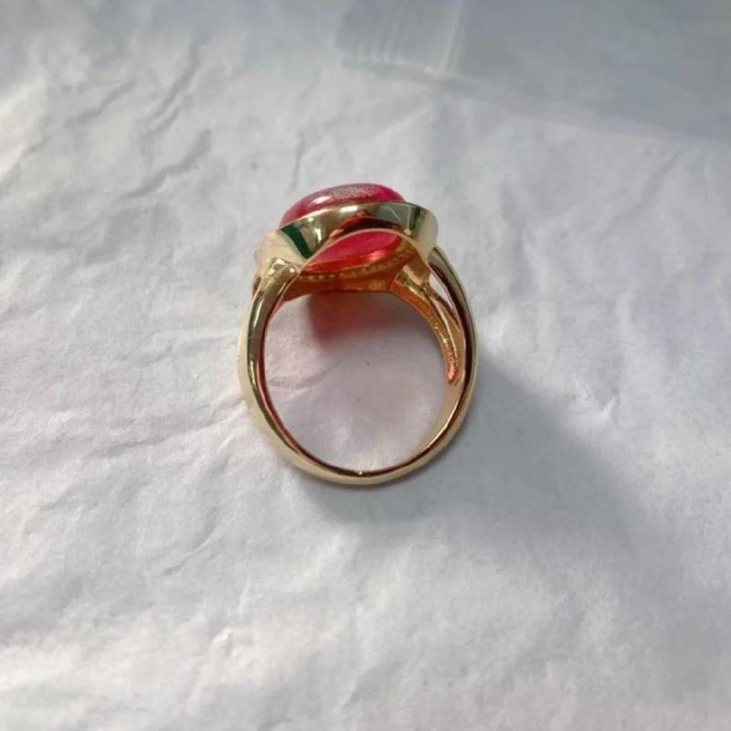 New Arrival Fashion Jewelry 925 Sterling Silver Jewelry Gold Plated Manufacturer High Quality Red Gems Ring