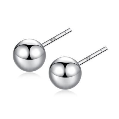 Real Silver Basic Stud Simple Style Women Earrings