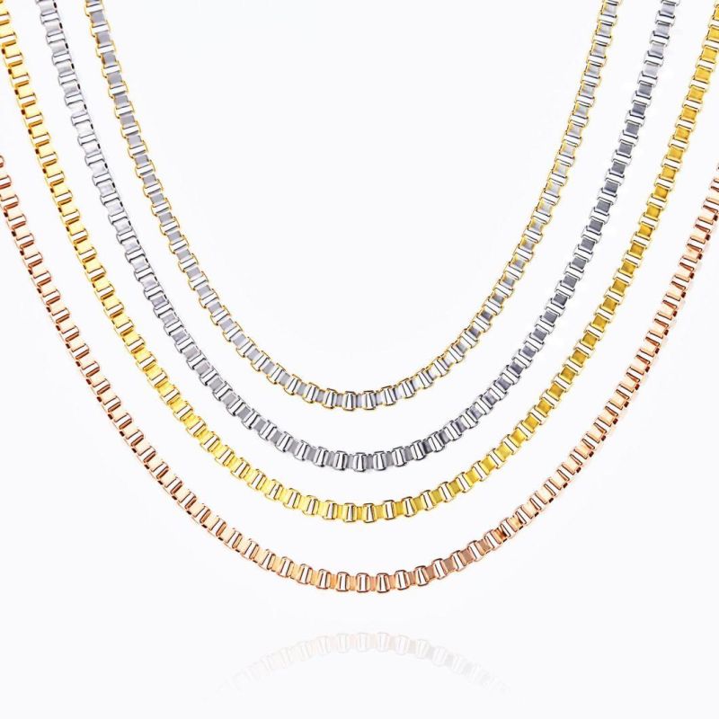 Factory Supplier Gold Plated 316 Stainless Steel Box Chain Anklet Bracelet Necklace for Fashion Jewelry