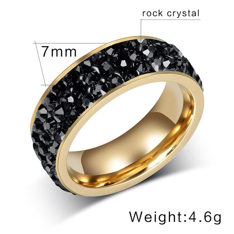 Fashion Jewelry Manufacture Direct Price Custom Stainless Steel Black Crystal Rings