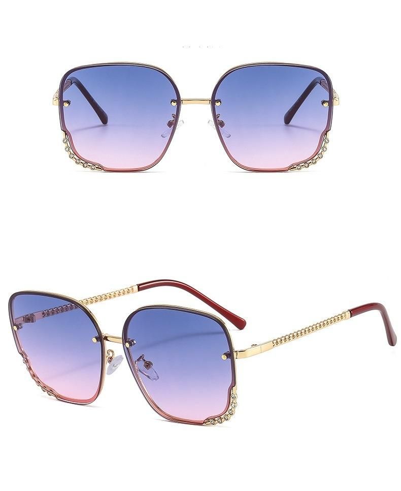 2022 New Style Metal Square Diamond Fashion Sunglasses