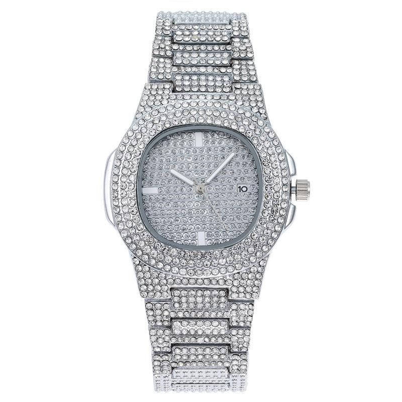 Fashion Star Full Diamonds Calendar Men Women Quartz Hip Hop Iced out Jewelry Ring Jewellery Watch