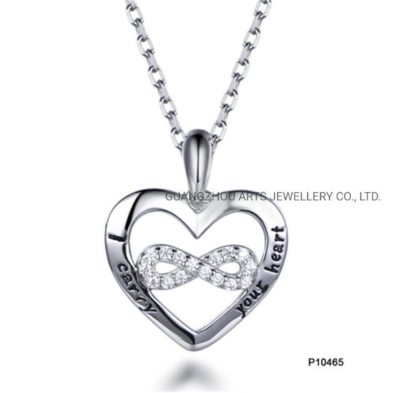 Precious Gift for Mother′s Day Infinity Heart Shaped Silver Pendant