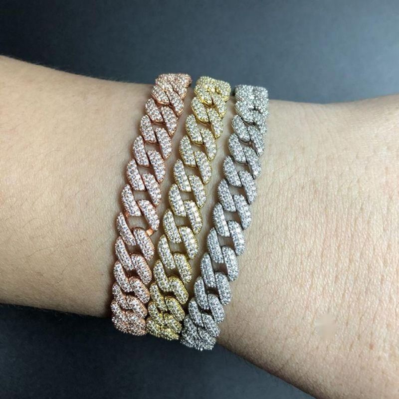 Exaggerated Personality 18cm Link Chain Hiphop Style Jewelry Cuban Gold Bracelets for Men Designs