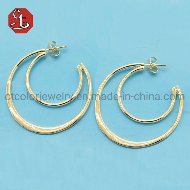 triple plain line hoop earring three tones plating multi color earring Silver or Brass Fashion Jewelry