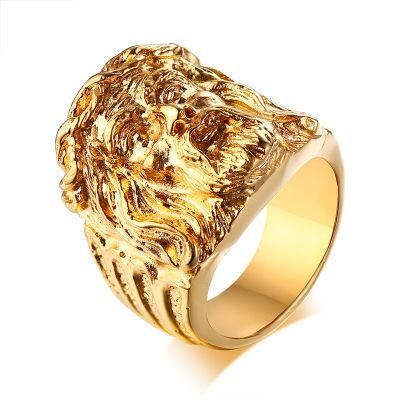 Gold Plated Mens Stainless Steel Egyptian Pharaoh Ring