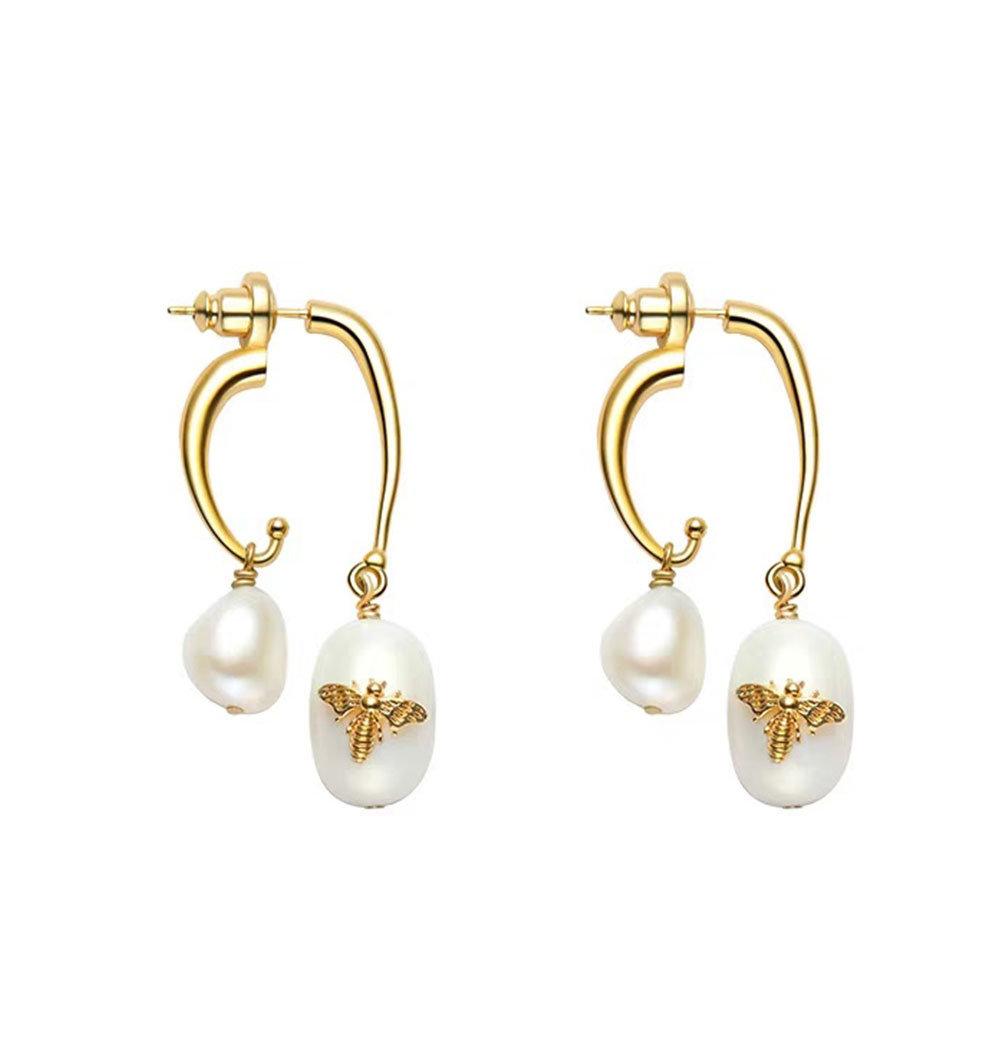 Fashion Accessories Luxury 925 Silver Baroque Pearl Bee Gold Fashion Jewellery Factory Wholesale Beauty Charm Fine Earrings