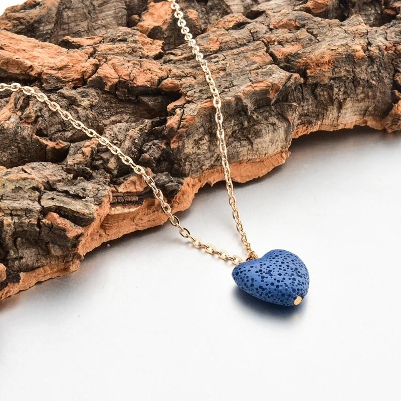 Fashion Stone Blue Heart Shaped Necklace