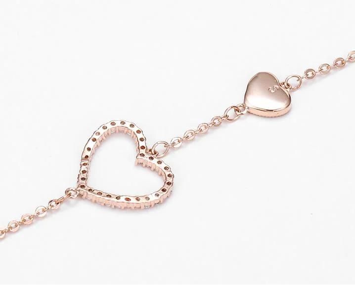 Fashion Jewelry New Arrival Rose Gold Heart Hand Chain Bracelet for Women