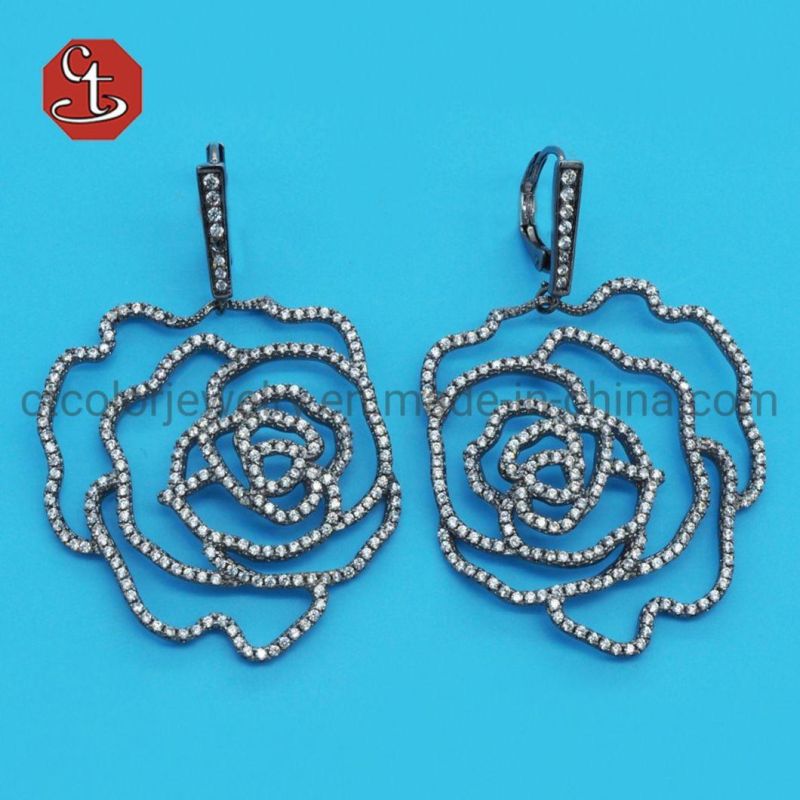 Elegant Silver or Brass Earring Wholesale Cubic Zircon Jewelry