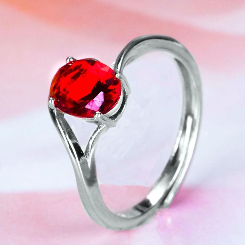 Fashion Jewelry 925 Sterling Silver Created Synthetic Ruby Stone Rings Ruby Jewellery Zirconia Rings