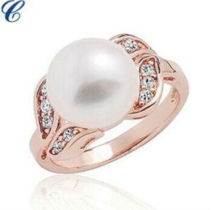 Fashion Women Rose Gold Pearl Engagement Ring