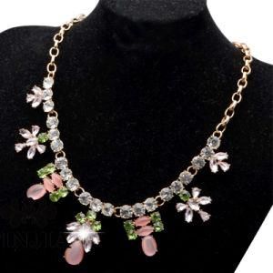 Crew Translucent Flower Necklace Statement Crystal Imitation Jewelry