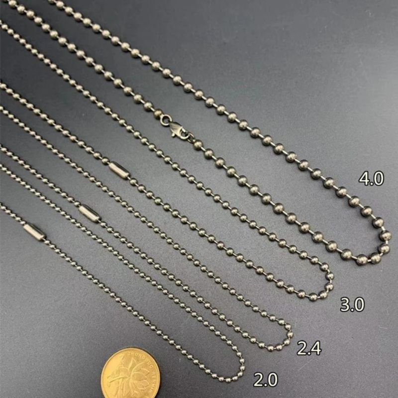 Fashion Jewelry Pure Titanium Bead Chain 2.0/2.4/3.0/4.0m Wave Chain Fashion Accessories Non-Embroidered Non-Corrosion Men′s Beads Necklace Tinl2521