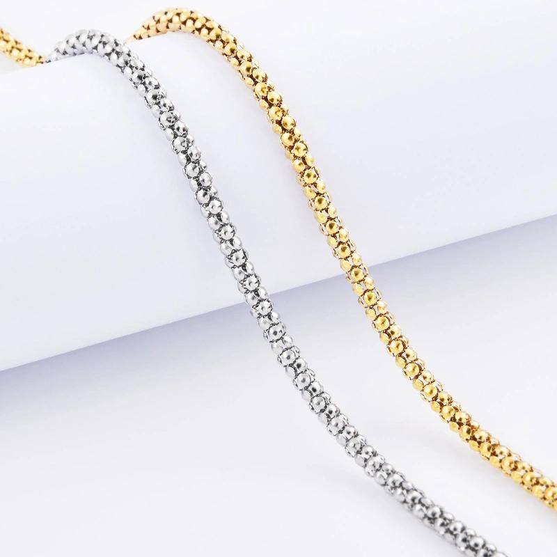 Wholesale Fashion Jewelry Women Accessories Stainless Steel Pop Corn Chain Necklace Bracelet Fashion Jewellery Design