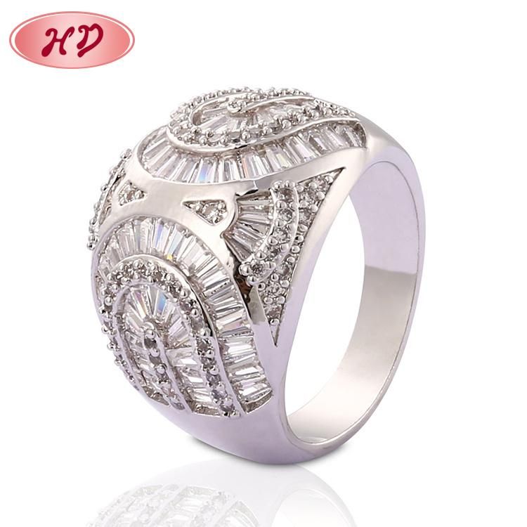Women Rhodium Plated Stainless Steel Silver Engagement Finger Wedding Rings Fashion Jewelry Design
