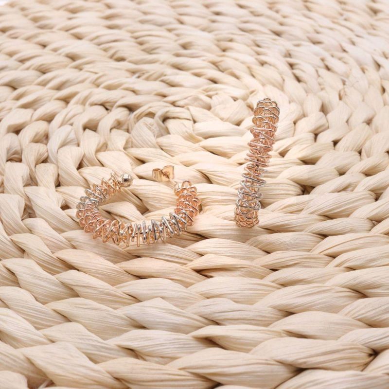 New Korean Fashion Three-Color Gold-Plated Spring Wire Earrings