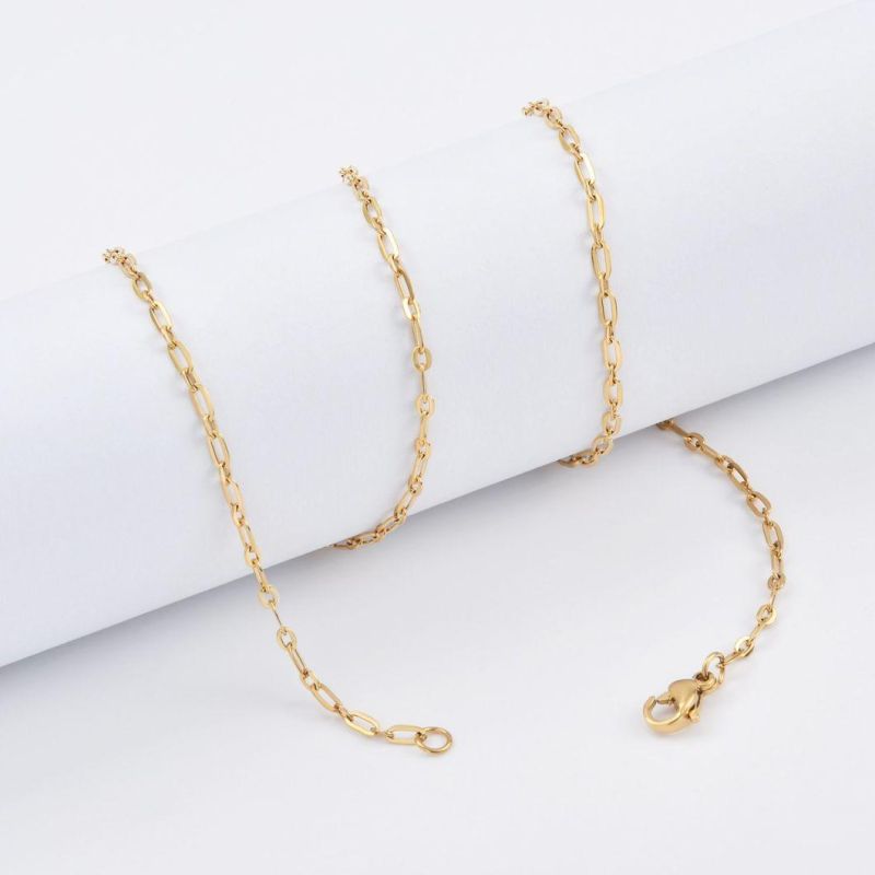 Wholesale Fashion Accessories18K Gold Plated Flat Length 1: 1 Cable Chain for Layering Necklaces with Pendant Jewelry Design
