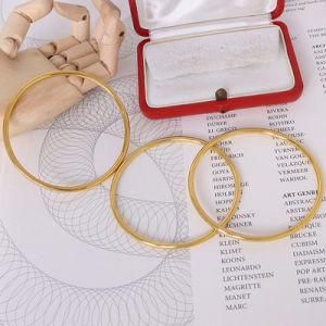 Simple Designer Jewelry 18K Gold Stainless Steel Round Bangle for Women