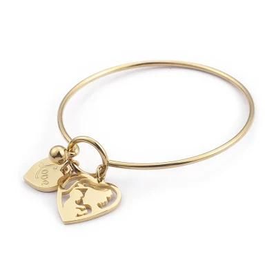 Manufacturer Custom Fashion Bangle Jewelry High Quality Tarnish Free Water Resistant Bangle Women 18K Gold Plated Bangle Love jewellery