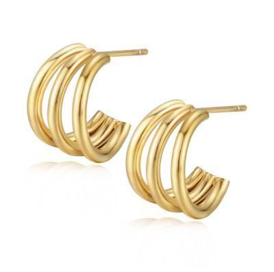 New Arrivals 925 Sterling Silver Triple Claw Minimalist Ear Sutd Earrings