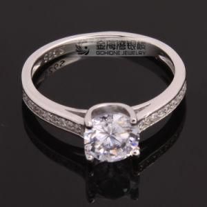 Prong Setting Diamond Engagement Ring in 925 Sterling Silver