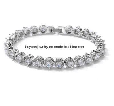 Dazlling 18K White Gold Plated CZ Bridal Wedding Party Cubic Zirconia Classic Tennis Bracelet