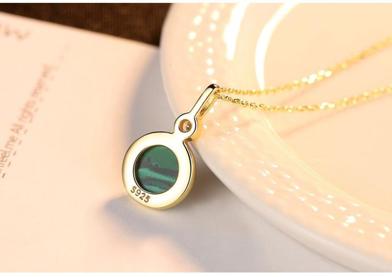 Fashion 925 Sterling Silver Jewelry Charm Necklace with Malachite