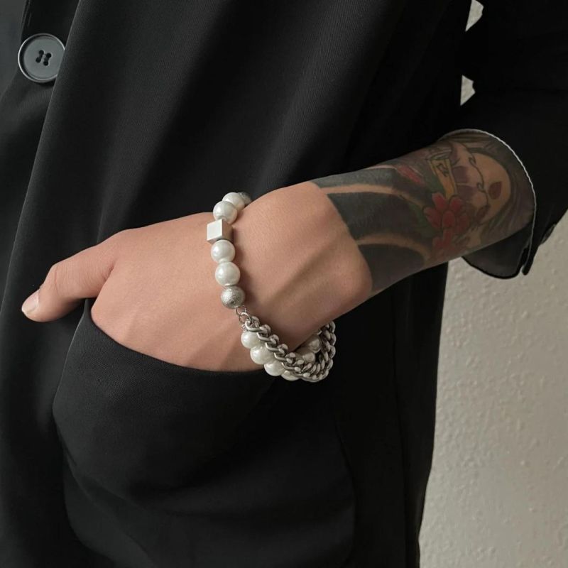 Manufacturer Custom Jewelry Set High Quality Stainless Steel Pearl Necklace Double-Layer Design Collarbone Chain Jewellery Set Men Fashion Jewelry Set