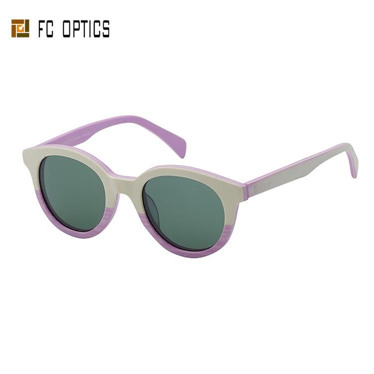 Wooden Brushed Double Color Retro Model for Ladies Acetate Sunglasses