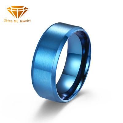 8mm Matte Brushed Titanium Steel Ring Vacuum-Plated Color Can Be Engraved Custom Couple Rings for Men and Women SSR2427b