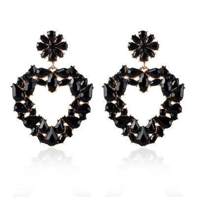 Alloy Diamond-Encrusted Love Earrings Fashion Earrings