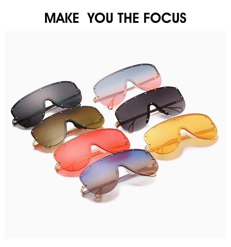 Metal Frame Sunglasses Colorful Lenses One-Piece Sunglasses Trendy Sunglasses
