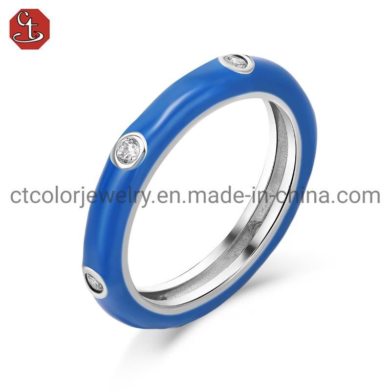 Fashion Jewelry Enamel Ring 925 Silver Rings
