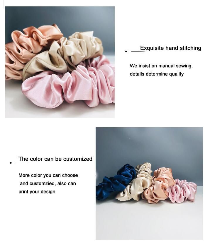 Custom Print Luxurious 100% Silk Hair Scrunchies for Women Fashion Hairbands